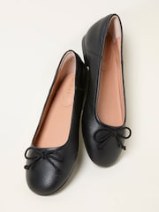 FatFace Black Leather Ballerina Pump - Image 2 of 3