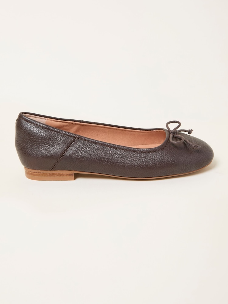 FatFace Chocolate Brown Leather Ballerina Pump - Image 1 of 3