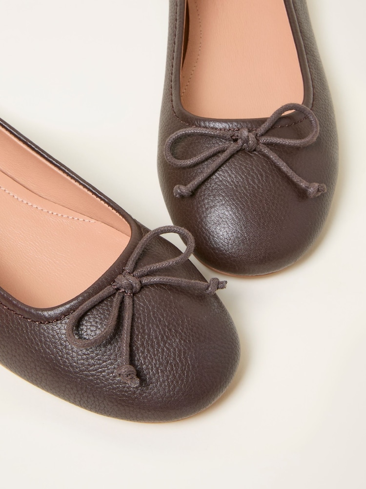 FatFace Chocolate Brown Leather Ballerina Pump - Image 3 of 3