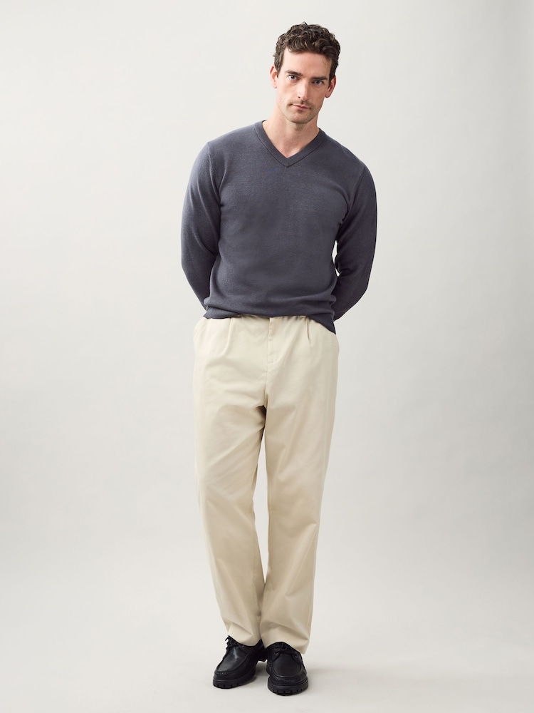Charcoal Grey Regular Fit Soft Touch V-Neck Sweater - Image 2 of 7