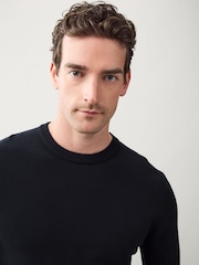 Navy Blue Regular Fit Soft Touch Crew Neck Jumper - Image 1 of 8
