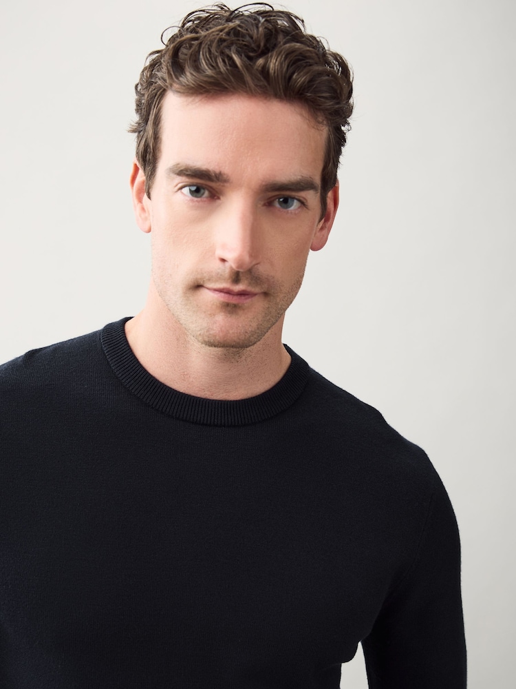 Navy Blue Regular Fit Soft Touch Crew Neck Jumper - Image 1 of 8