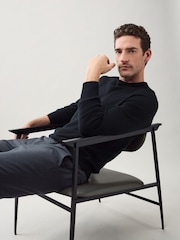 Navy Blue Regular Fit Soft Touch Crew Neck Jumper - Image 4 of 8