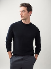 Navy Blue Regular Fit Soft Touch Crew Neck Jumper - Image 5 of 8