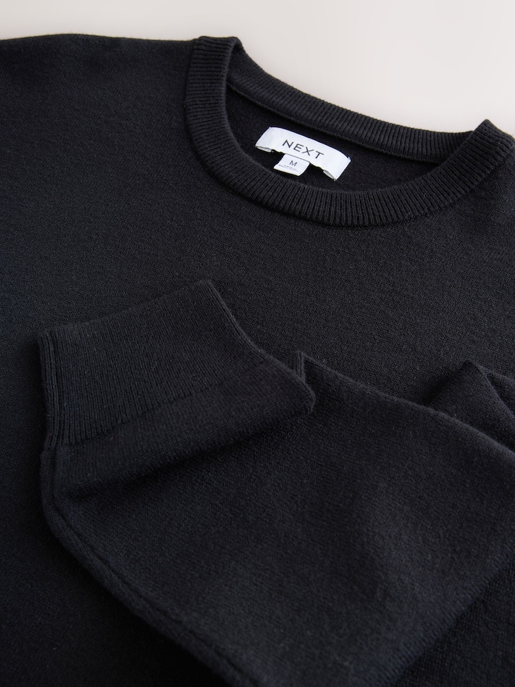 Navy Blue Regular Fit Soft Touch Crew Neck Jumper - Image 8 of 8