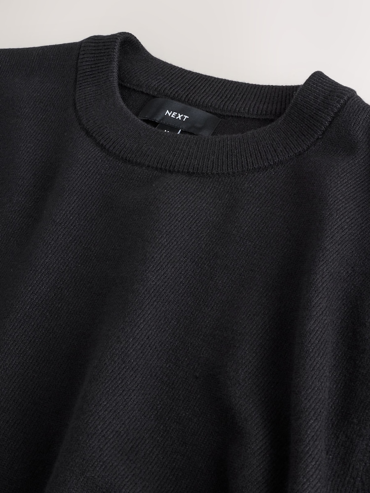 Black Regular Fit Soft Touch Crew Neck Jumper - Image 6 of 6 Black Regular Fit Soft Touch Crew Neck Jumper - Image 6 of 6