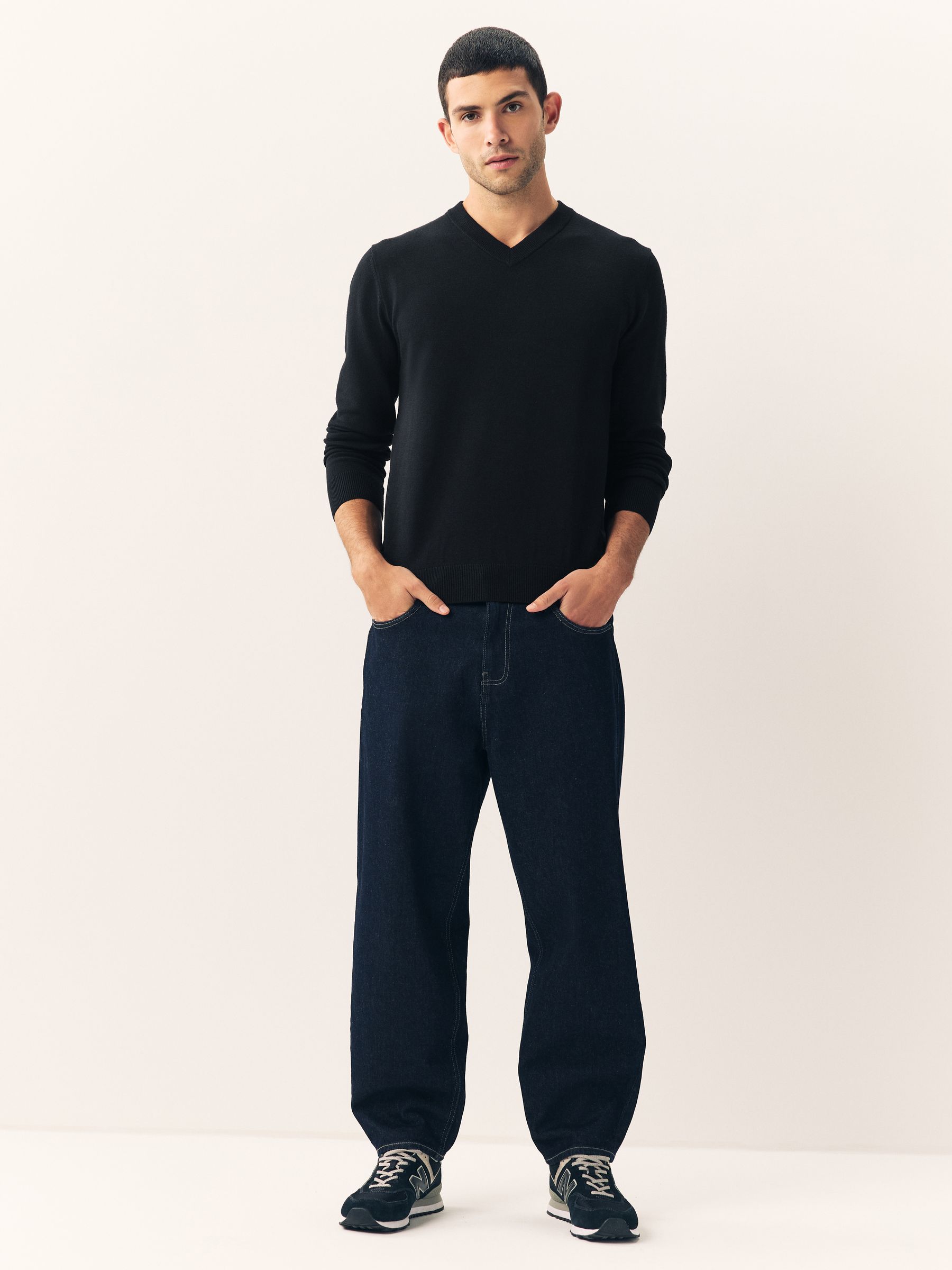 Buy Black Regular Fit Soft Touch V-Neck Jumpers 2 Pack from Next