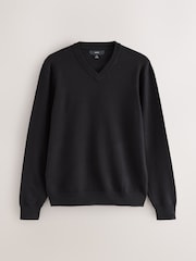 Black Regular Fit Soft Touch V-Neck Jumpers 2 Pack - Image 3 of 5