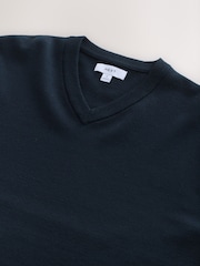 Navy Blue Regular Fit Soft Touch V-Neck Sweater - Image 3 of 3