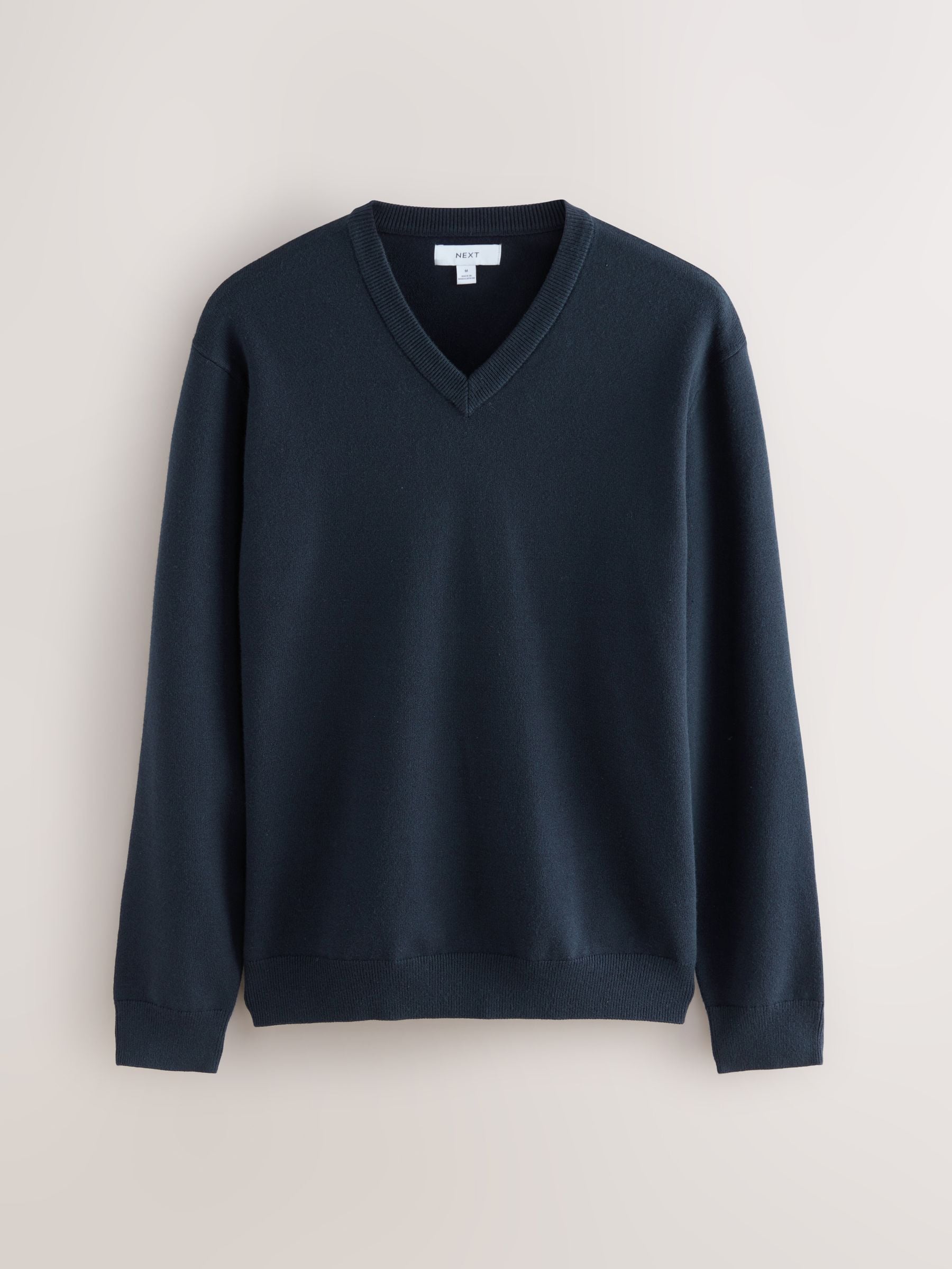 Buy Navy Blue Regular Fit Soft Touch V-Neck Sweater from Next