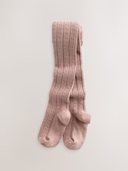 Pink Berry Red and Chocolate Brown - Strumpfhosen mit Zopfmuster und hohem Baumwollanteil im 3er-Pack - Bild 2 von 6