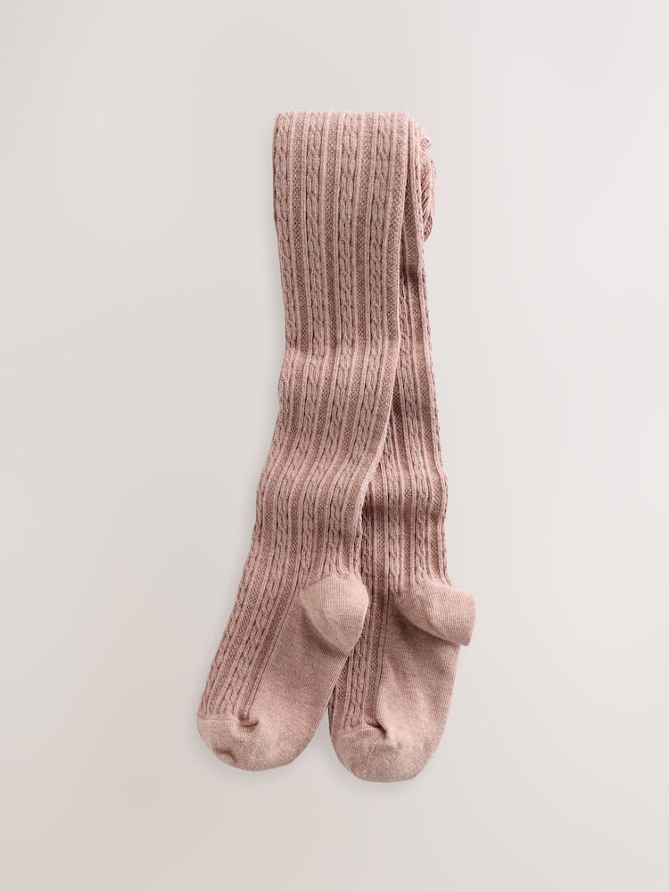 Pink Berry Red and Chocolate Brown - Strumpfhosen mit Zopfmuster und hohem Baumwollanteil im 3er-Pack - Bild 2 von 6