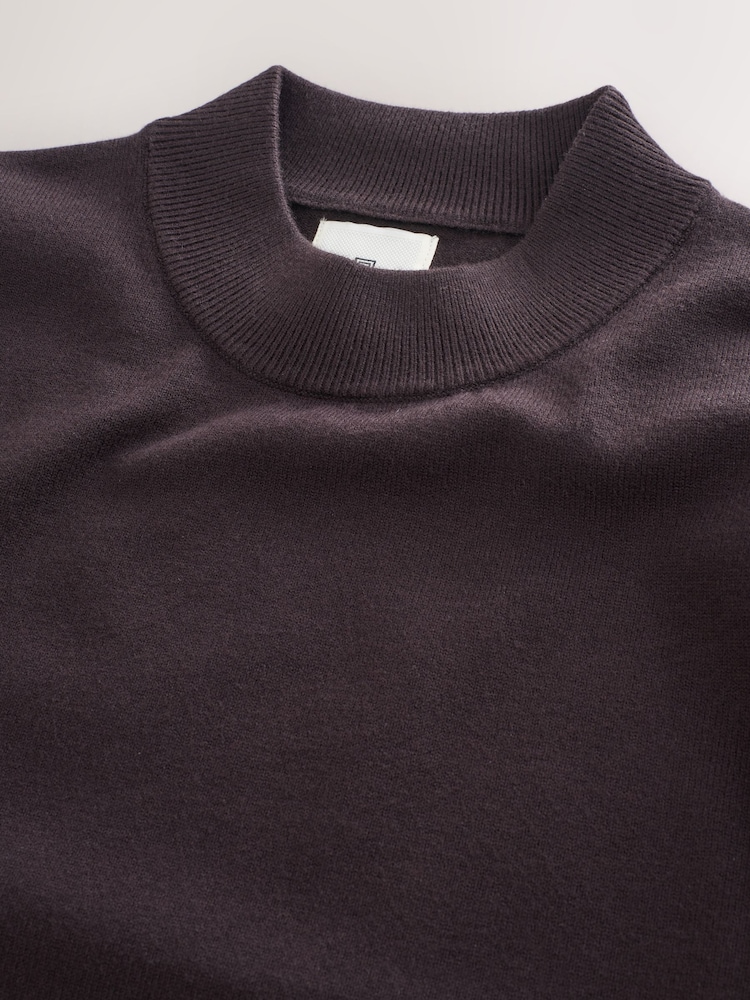 Chocolate Brown Regular Fit Premium High Crew Neck Jumpe - Image 2 of 3