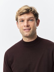 Chocolate Brown Regular Fit Premium Mid Weight High Crew Neck Jumper - Image 4 of 7
