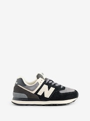 New Balance Black/White Womens 574 Trainers - Image 1 of 1