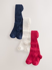 Red Cream and Navy Blue - Pack de 3 pares de medias de ochos ricas en algodón - Imagen 1 de 6