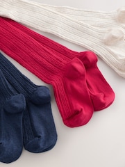 Red Cream and Navy Blue - Pack de 3 pares de medias de ochos ricas en algodón - Imagen 6 de 6