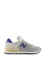 New Balance Grey/Blue Womens 574 Trainers - Image 1 of 7