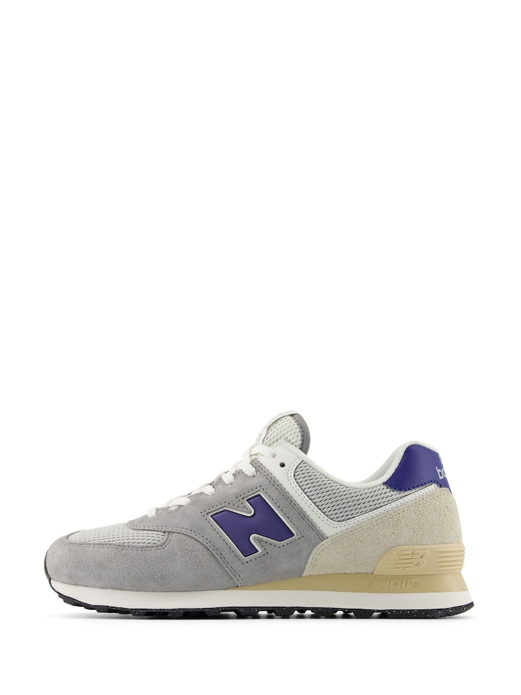 New Balance Grey/Blue Womens 574 Trainers - Image 2 of 7