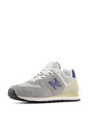 New Balance Grey/Blue Womens 574 Trainers - Image 3 of 7
