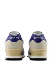 New Balance Grey/Blue Womens 574 Trainers - Image 5 of 7