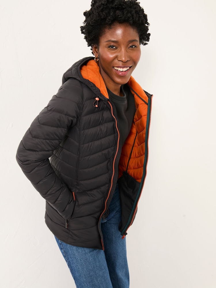 FatFace Ruby Black Lightweight Puffer Coat - Image 1 of 6