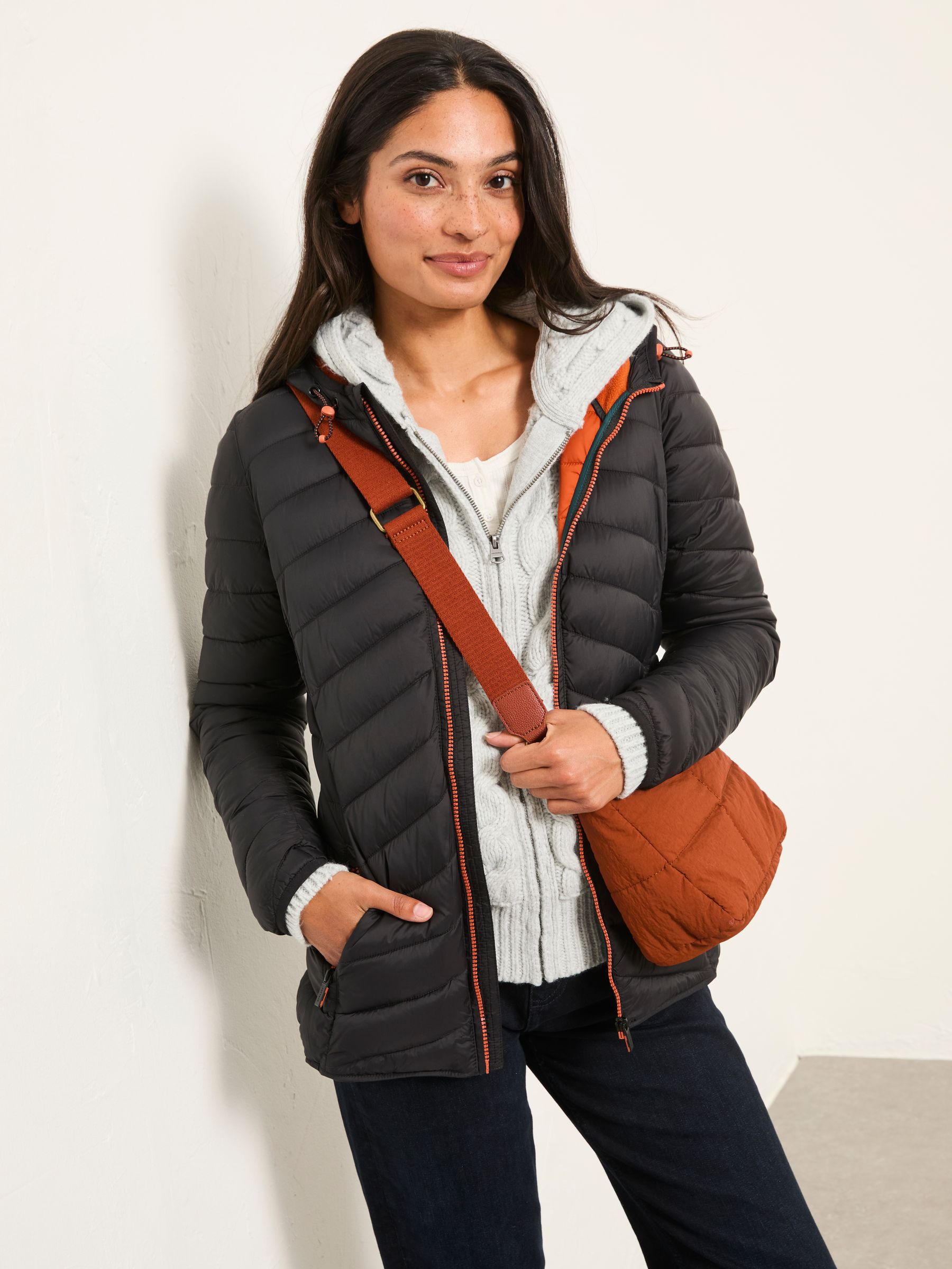Fatface Ruby Black Lightweight Puffer Coat