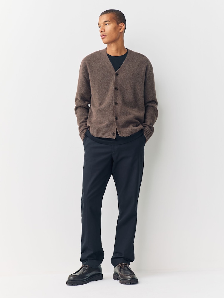 Castanho - Relaxed Fit Cosy Knitted Cardigan with Wool - Imagem 2 de 8