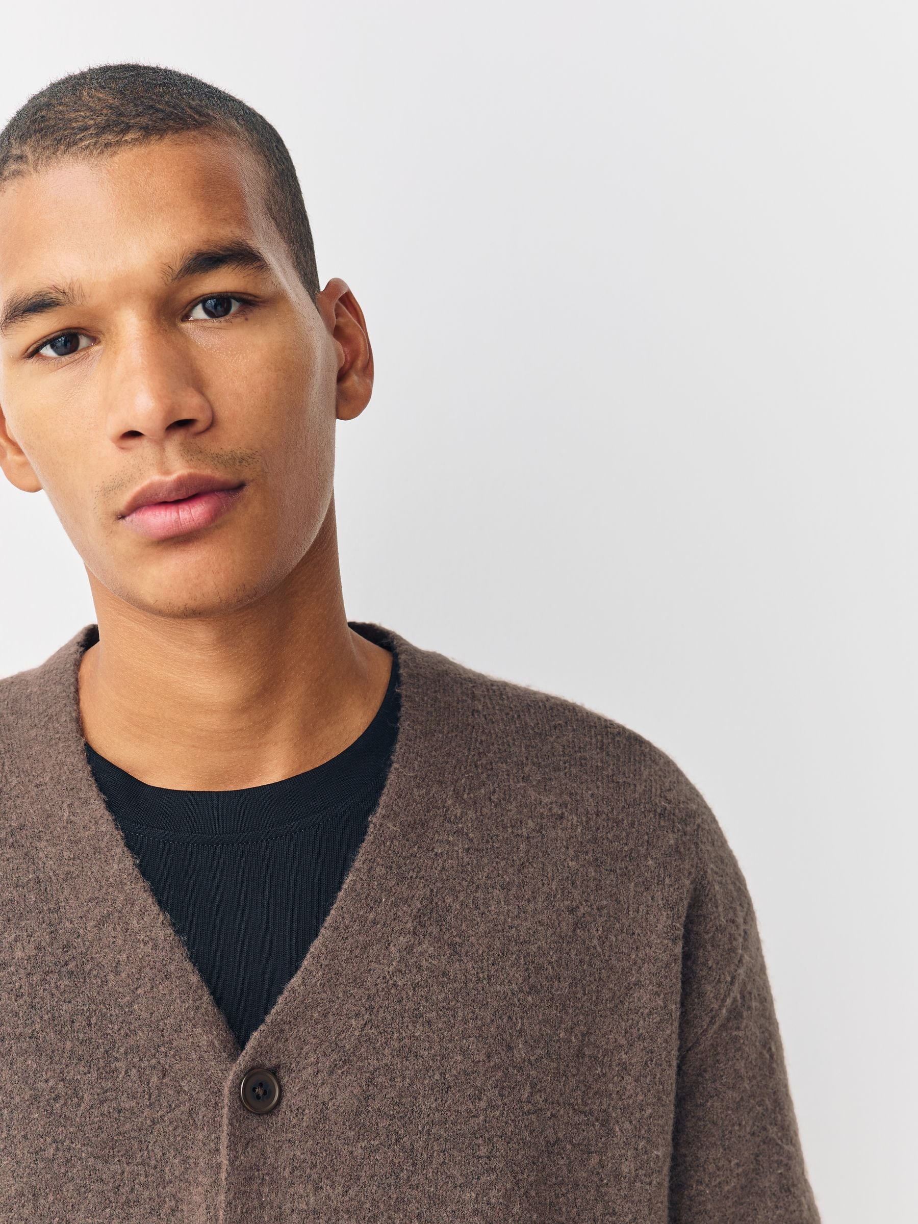 Buy Brown Relaxed Fit Cosy Cardigan with Wool from Next India