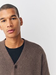Castanho - Relaxed Fit Cosy Knitted Cardigan with Wool - Imagem 4 de 8
