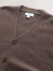 Castanho - Relaxed Fit Cosy Knitted Cardigan with Wool - Imagem 8 de 8
