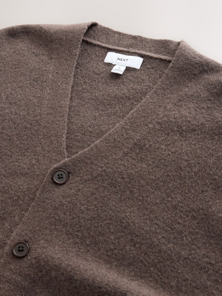 Castanho - Relaxed Fit Cosy Knitted Cardigan with Wool - Imagem 8 de 8