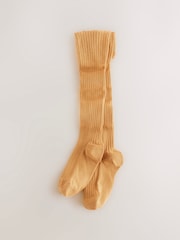 Ochre Yellow Cotton Rich Rib Tights - Image 1 of 3