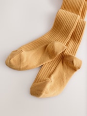 Ochre Yellow Cotton Rich Rib Tights - Image 2 of 3