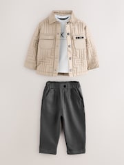 Baker by Ted Baker 3 Piece Stone Jacket T-Shirt and Trousers Set - Image 1 of 19