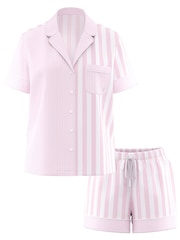 Victoria's Secret Pretty Blossom Pink Stripe Cotton Short Pyjama Set - Image 1 of 3