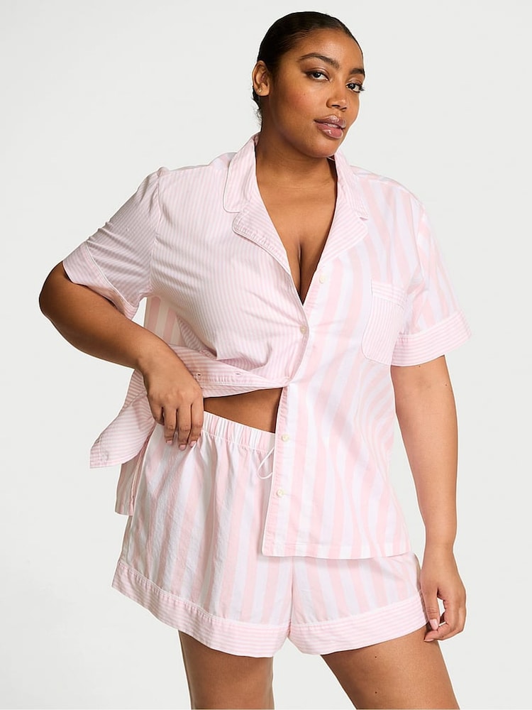 Victoria's Secret Pretty Blossom Pink Stripe Cotton Short Pyjama Set - Image 1 of 3