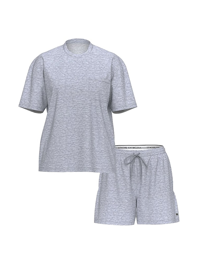 Victoria's Secret Medium Heather Grey Short Cotton Pyjama Set - Image 3 of 3