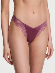 Victoria's Secret Purple Vapor Thong Rose Lace Trim Knickers - Image 2 of 2