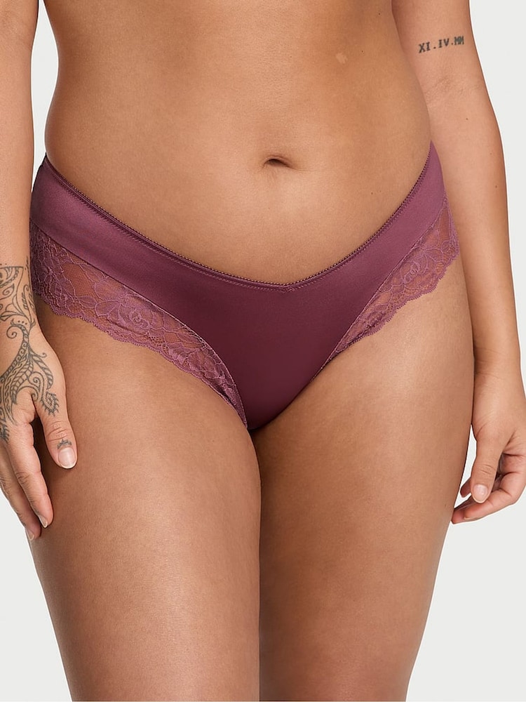 Victoria's Secret Purple Vapor Cheeky Rose Lace Trim Knickers - Image 1 of 2