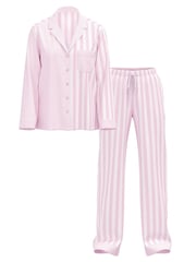 Victoria's Secret Pretty Blossom Pink Stripe Cotton Long Pyjama Set - Image 1 of 2