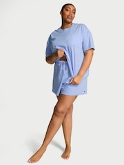 Victoria's Secret Heather Cornflower Blue Short Cotton Pyjama Set - Image 1 of 2