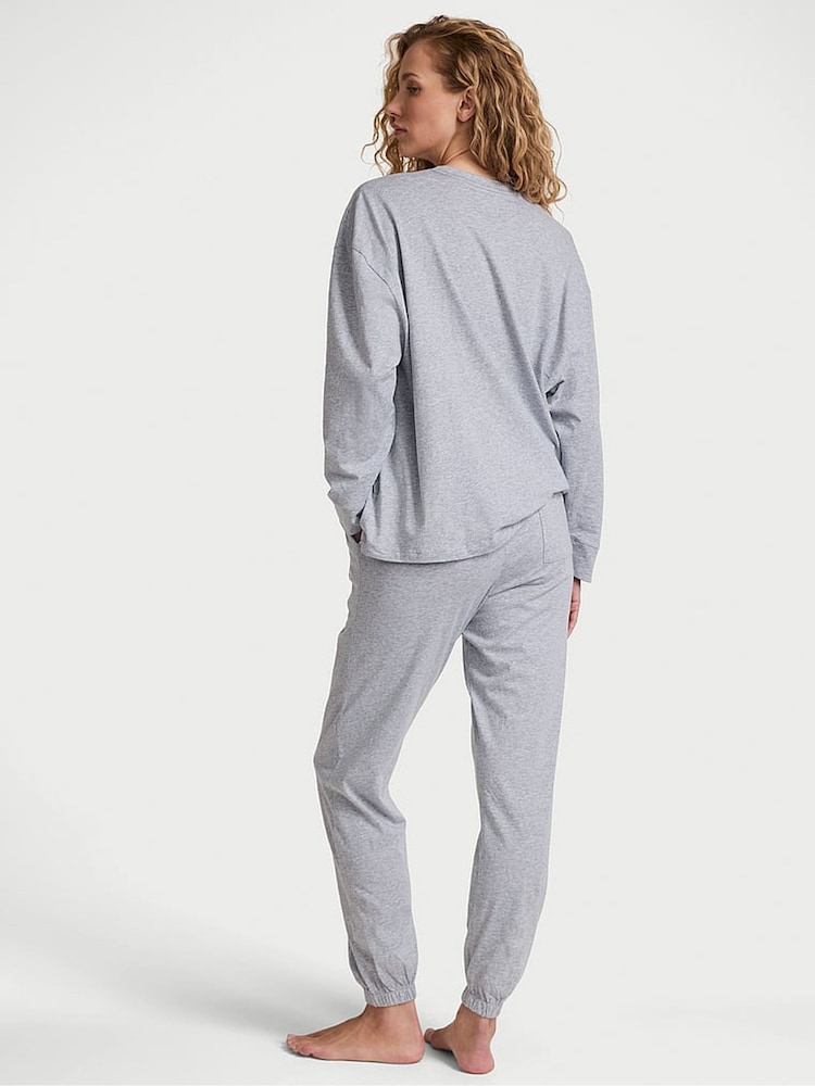 Victoria's Secret Medium Heather Grey Trouser Cotton Pyjama Set - Image 2 of 3
