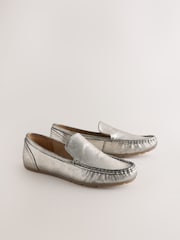 Silver Forever Comfort® Leather Round Toe Slim Driver Loafers - Image 6 of 10