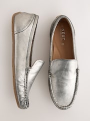 Silver Forever Comfort® Leather Round Toe Slim Driver Loafers - Image 8 of 10