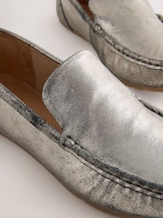 Silver Forever Comfort® Leather Round Toe Slim Driver Loafers - Image 9 of 10