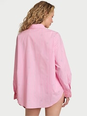 Victoria's Secret Parlour Rose Pink Stripe Cotton Diamante Pyjama Shirt - Image 2 of 3