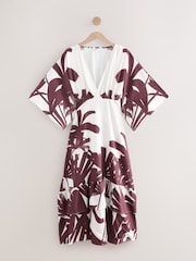 Castanho/Branco - Long Sleeve Beach Maxi Dress - Imagem 6 de 8