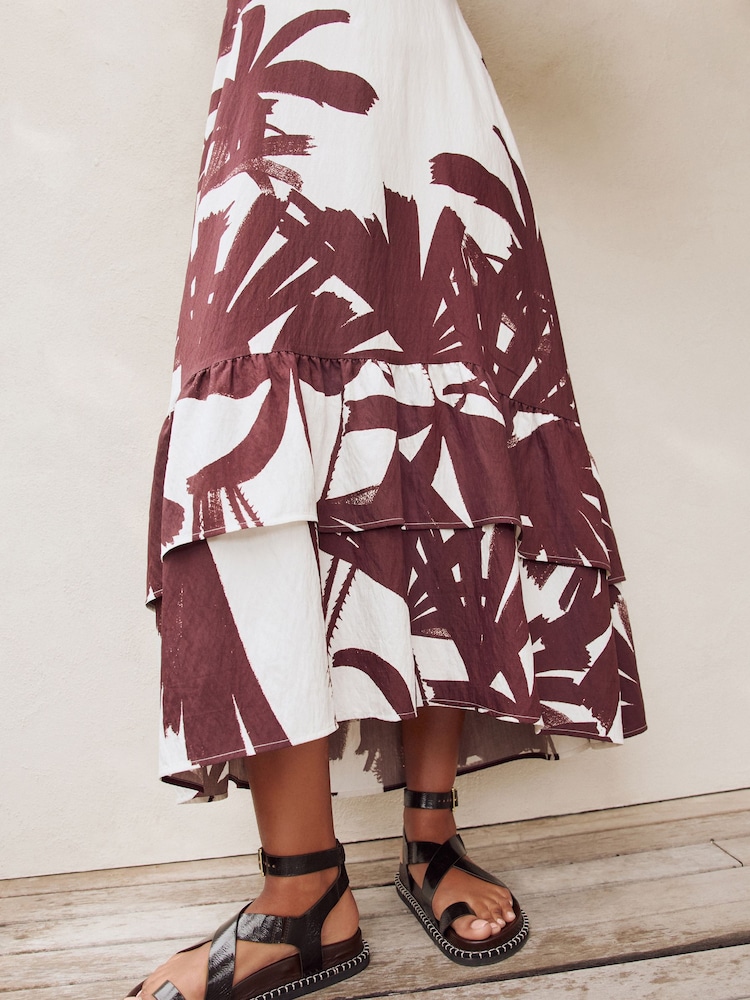 brown and white maxi dress Miliano Adjustable Thin Strap Panelled Maxi Dress - White XXL main image 0