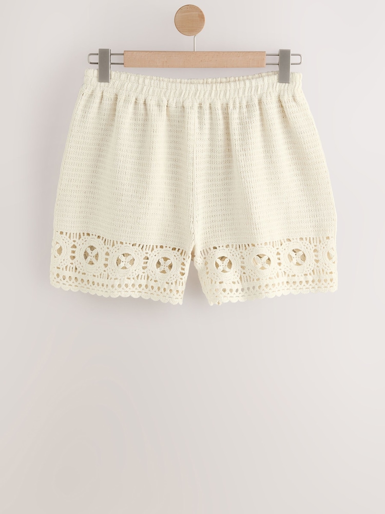 Cream Crochet Summer Shorts - Image 1 of 3